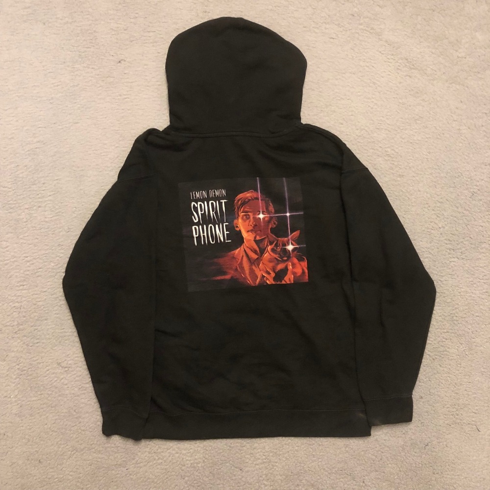 Lemon Demon Spirit Phone Hoodie Black Band Merch Neil Cicierega Large Artist